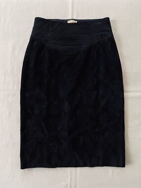 Danier Black Suede Leather Gothic Pencil Skirt 🖤✨ Size 8 Retro / 80s-90s
